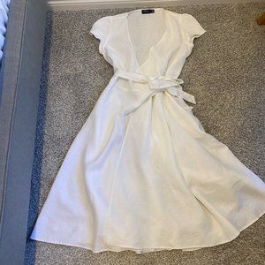 Polo Ralph Lauren Women's Wrap Maxi Dress 100% Linen White